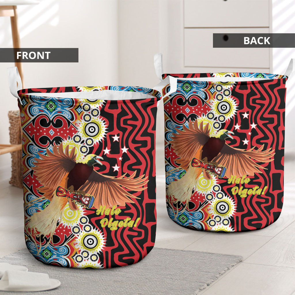 Papua New Guinea Pidgin Language Week Laundry Basket Halo Olgeta Tok Pisin Wik Bird Of Paradise Oro Batik LT22 - Polynesian Pride