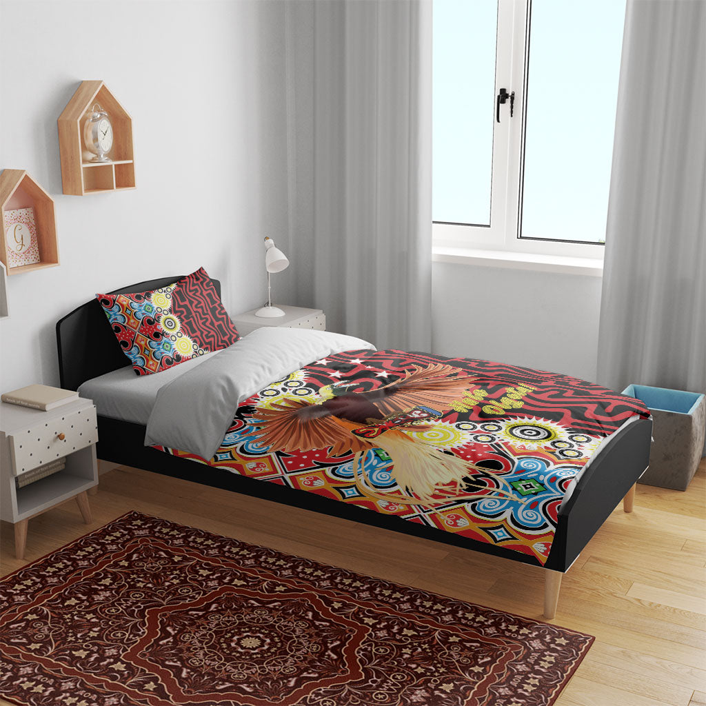 Papua New Guinea Pidgin Language Week Bedding Set Halo Olgeta Tok Pisin Wik Bird Of Paradise Oro Batik LT22 - Polynesian Pride