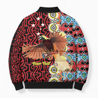 Personalised Papua New Guinea Pidgin Language Week Bomber Puffer Jacket Halo Olgeta Tok Pisin Wik Bird Of Paradise Oro Batik LT22 - Polynesian Pride