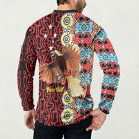 Personalised Papua New Guinea Pidgin Language Week Button Sweatshirt Halo Olgeta Tok Pisin Wik Bird Of Paradise Oro Batik LT22 - Polynesian Pride