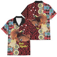Personalised Papua New Guinea Pidgin Language Week Family Matching Mermaid Dress and Hawaiian Shirt Halo Olgeta Tok Pisin Wik Bird Of Paradise Oro Batik LT22 Dad's Shirt - Short Sleeve Red - Polynesian Pride