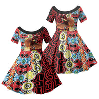 Personalised Papua New Guinea Pidgin Language Week Family Matching Mermaid Dress and Hawaiian Shirt Halo Olgeta Tok Pisin Wik Bird Of Paradise Oro Batik LT22 Daughter's Dress Red - Polynesian Pride