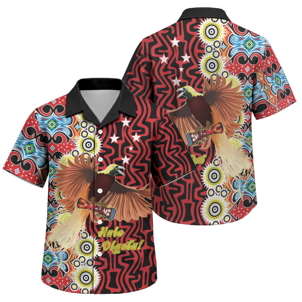 Personalised Papua New Guinea Pidgin Language Week Family Matching Puletasi and Hawaiian Shirt Halo Olgeta Tok Pisin Wik Bird Of Paradise Oro Batik LT22 Son's Shirt Red - Polynesian Pride