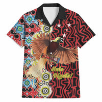 Personalised Papua New Guinea Pidgin Language Week Hawaiian Shirt Halo Olgeta Tok Pisin Wik Bird Of Paradise Oro Batik LT22 Red - Polynesian Pride