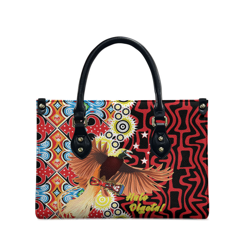 Papua New Guinea Pidgin Language Week Leather Bag Halo Olgeta Tok Pisin Wik Bird Of Paradise Oro Batik LT22 - Polynesian Pride