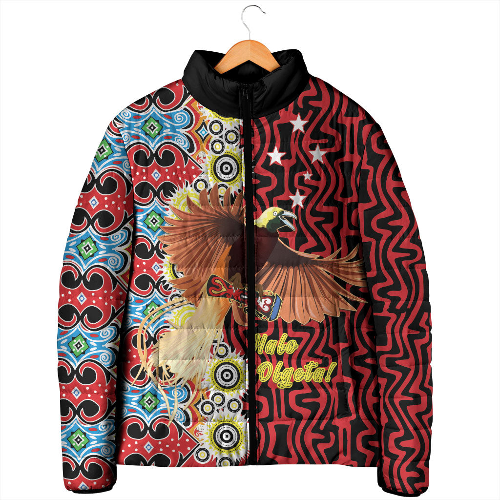 Personalised Papua New Guinea Pidgin Language Week Padded Jacket Halo Olgeta Tok Pisin Wik Bird Of Paradise Oro Batik LT22 - Polynesian Pride