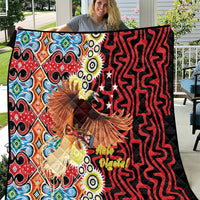 Papua New Guinea Pidgin Language Week Quilt Halo Olgeta Tok Pisin Wik Bird Of Paradise Oro Batik LT22 Red - Polynesian Pride