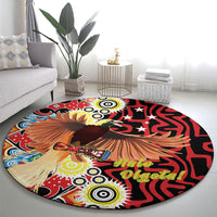 Papua New Guinea Pidgin Language Week Round Carpet Halo Olgeta Tok Pisin Wik Bird Of Paradise Oro Batik LT22 - Polynesian Pride