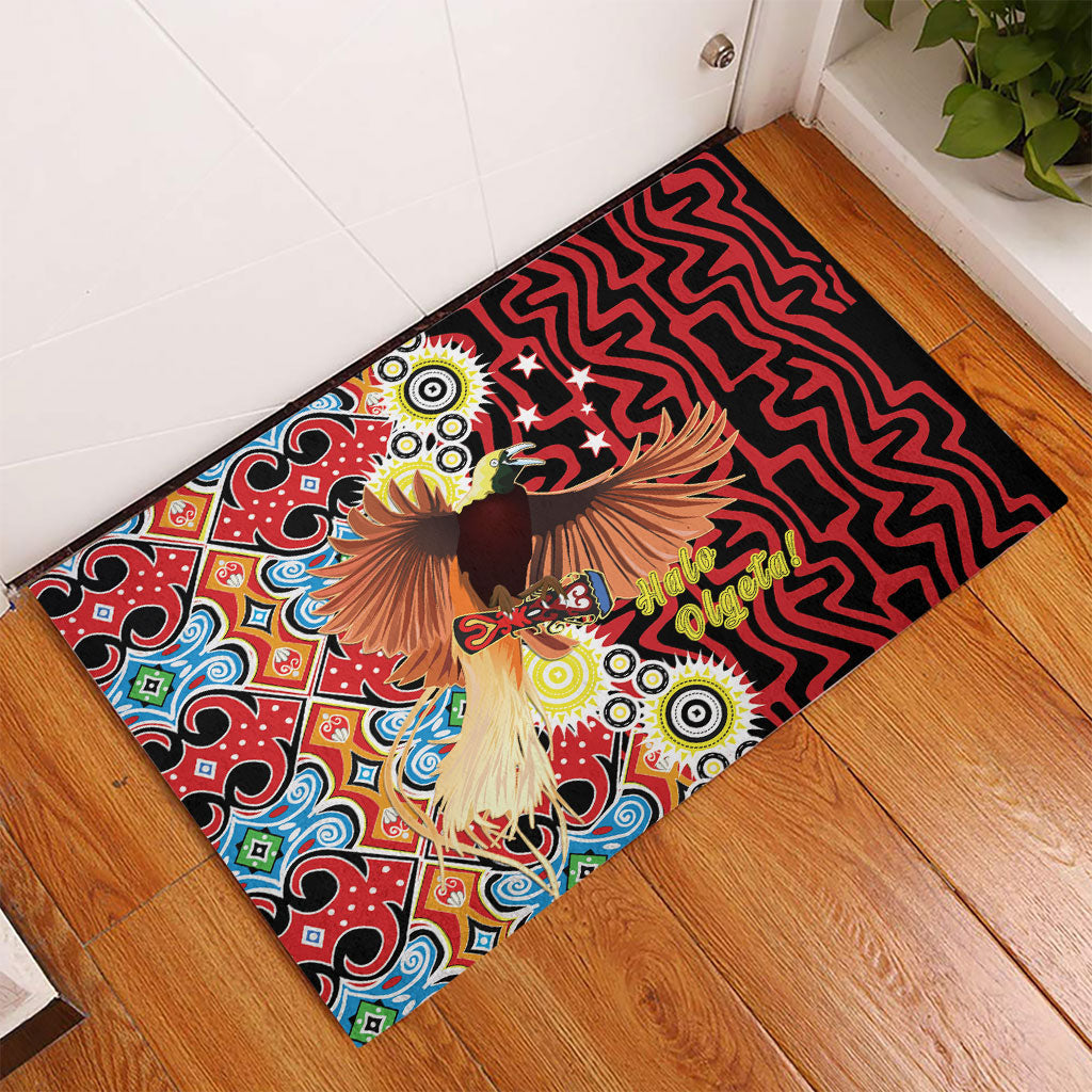 Papua New Guinea Pidgin Language Week Rubber Doormat Halo Olgeta Tok Pisin Wik Bird Of Paradise Oro Batik LT22 - Polynesian Pride