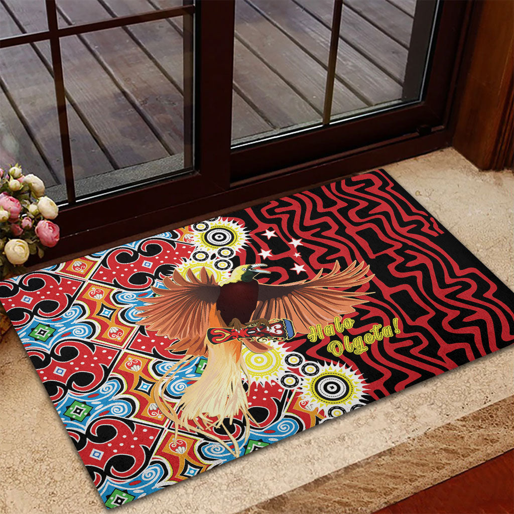 Papua New Guinea Pidgin Language Week Rubber Doormat Halo Olgeta Tok Pisin Wik Bird Of Paradise Oro Batik LT22 - Polynesian Pride