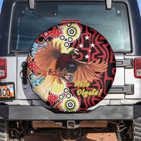 Papua New Guinea Pidgin Language Week Spare Tire Cover Halo Olgeta Tok Pisin Wik Bird Of Paradise Oro Batik LT22 Red - Polynesian Pride
