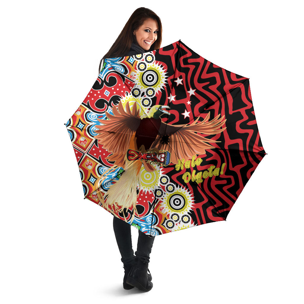 Papua New Guinea Pidgin Language Week Umbrella Halo Olgeta Tok Pisin Wik Bird Of Paradise Oro Batik LT22 - Polynesian Pride