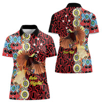 Personalised Papua New Guinea Pidgin Language Week Women Polo Shirt Halo Olgeta Tok Pisin Wik Bird Of Paradise Oro Batik LT22 - Polynesian Pride