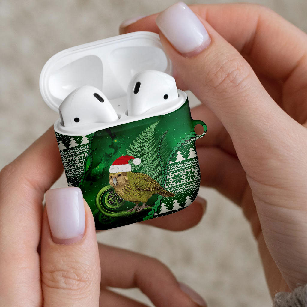 New Zealand Kakapo Christmas In July AirPods Case Silver Fern Santa Xmas Green Color LT22 - Polynesian Pride