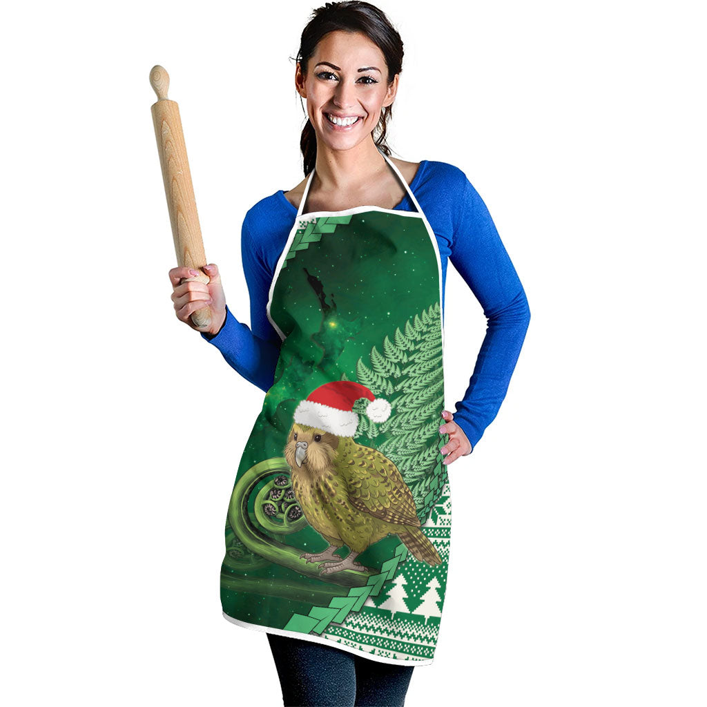 New Zealand Kakapo Christmas In July Apron Silver Fern Santa Xmas Green Color LT22 - Polynesian Pride