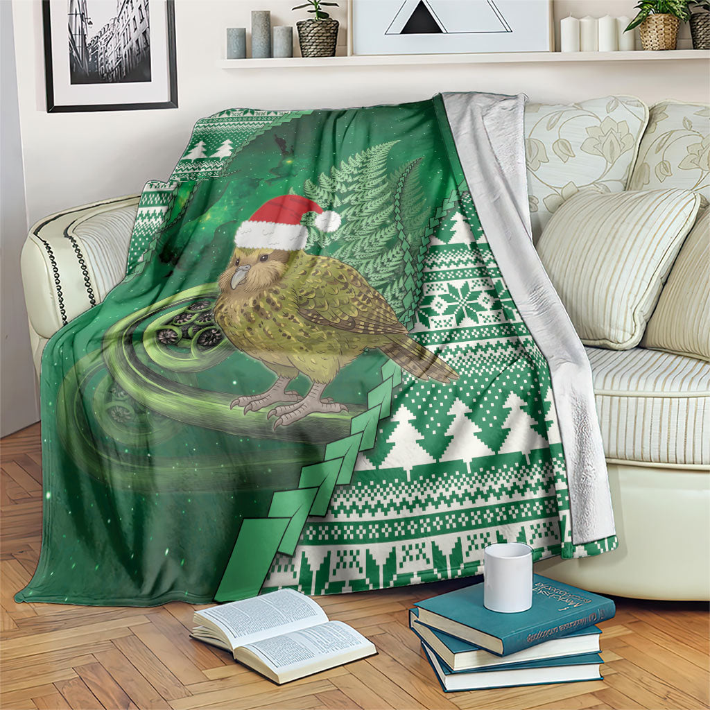 New Zealand Kakapo Christmas In July Blanket Silver Fern Santa Xmas Green Color LT22 Green - Polynesian Pride