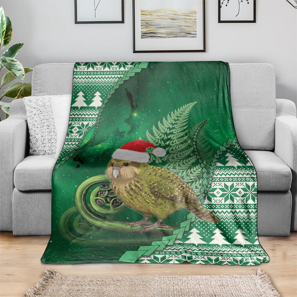 New Zealand Kakapo Christmas In July Blanket Silver Fern Santa Xmas Green Color LT22 - Polynesian Pride
