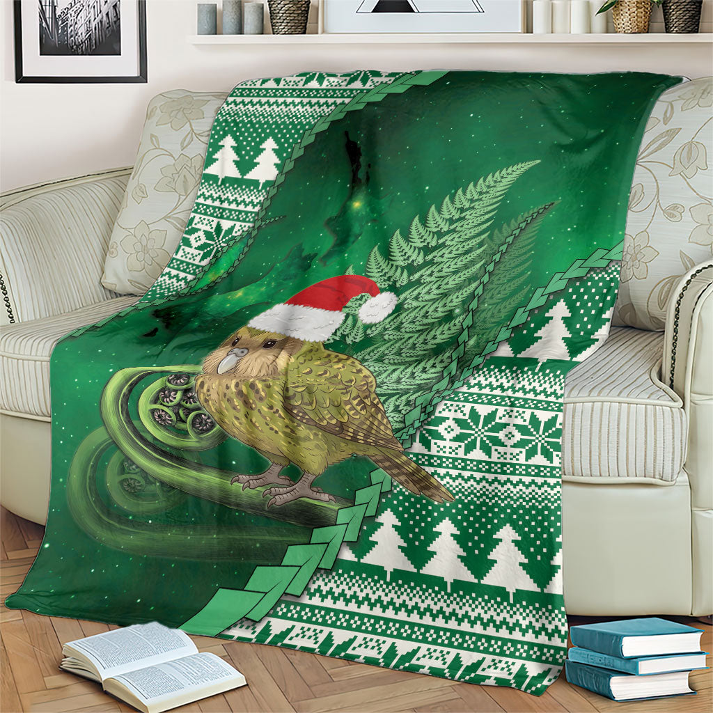 New Zealand Kakapo Christmas In July Blanket Silver Fern Santa Xmas Green Color LT22 - Polynesian Pride