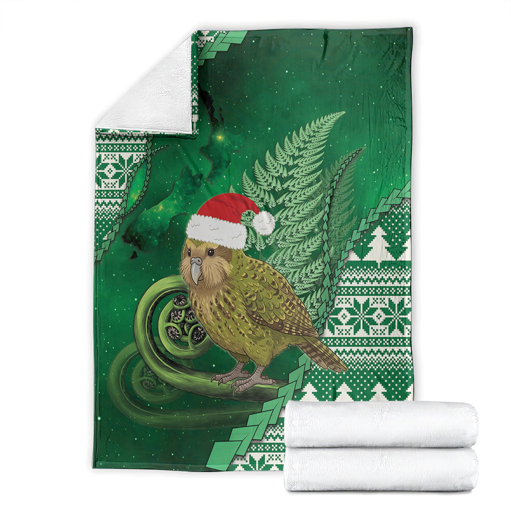 New Zealand Kakapo Christmas In July Blanket Silver Fern Santa Xmas Green Color LT22 - Polynesian Pride