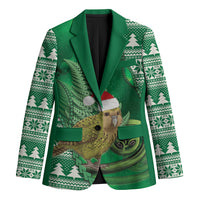 New Zealand Kakapo Christmas In July Blazer Silver Fern Santa Xmas Green Color LT22 Unisex Green - Polynesian Pride