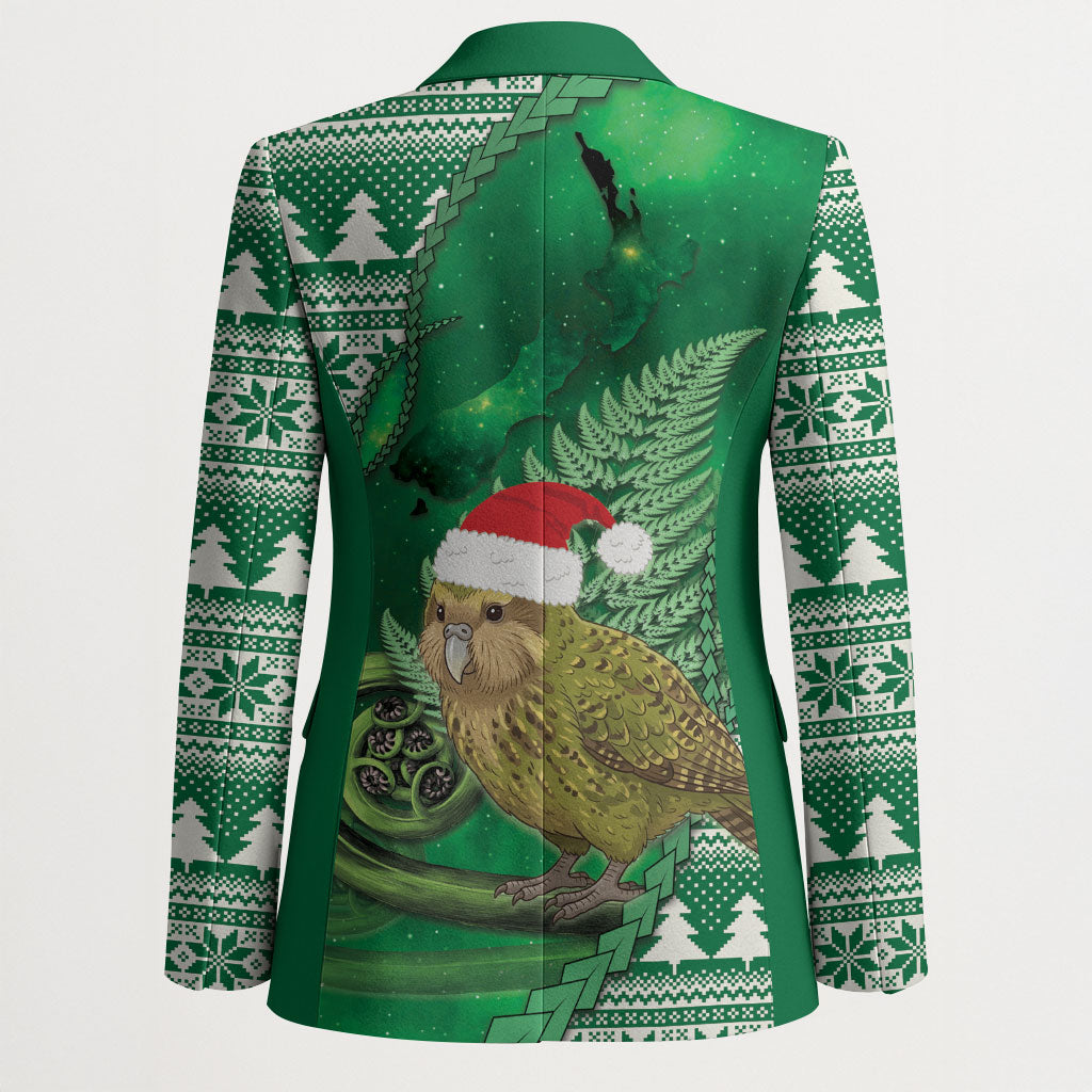 New Zealand Kakapo Christmas In July Blazer Silver Fern Santa Xmas Green Color LT22 - Polynesian Pride