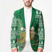 New Zealand Kakapo Christmas In July Blazer Silver Fern Santa Xmas Green Color LT22 - Polynesian Pride