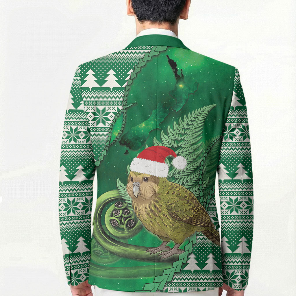New Zealand Kakapo Christmas In July Blazer Silver Fern Santa Xmas Green Color LT22 - Polynesian Pride