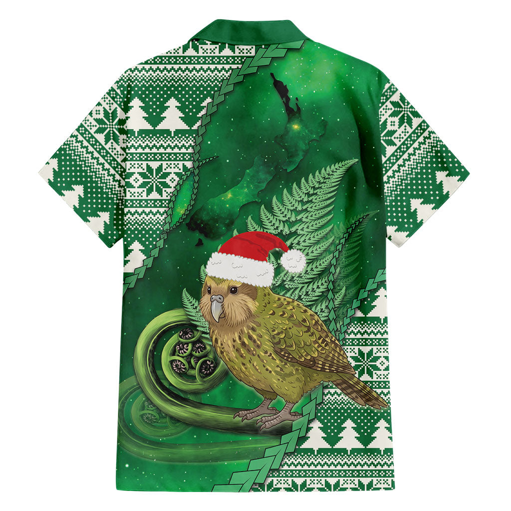 New Zealand Kakapo Christmas In July Family Matching Puletasi and Hawaiian Shirt Silver Fern Santa Xmas Green Color LT22 - Polynesian Pride