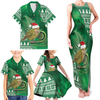 New Zealand Kakapo Christmas In July Family Matching Tank Maxi Dress and Hawaiian Shirt Silver Fern Santa Xmas Green Color LT22 - Polynesian Pride