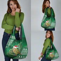 New Zealand Kakapo Christmas In July Grocery Bag Silver Fern Santa Xmas Green Color LT22 - Polynesian Pride