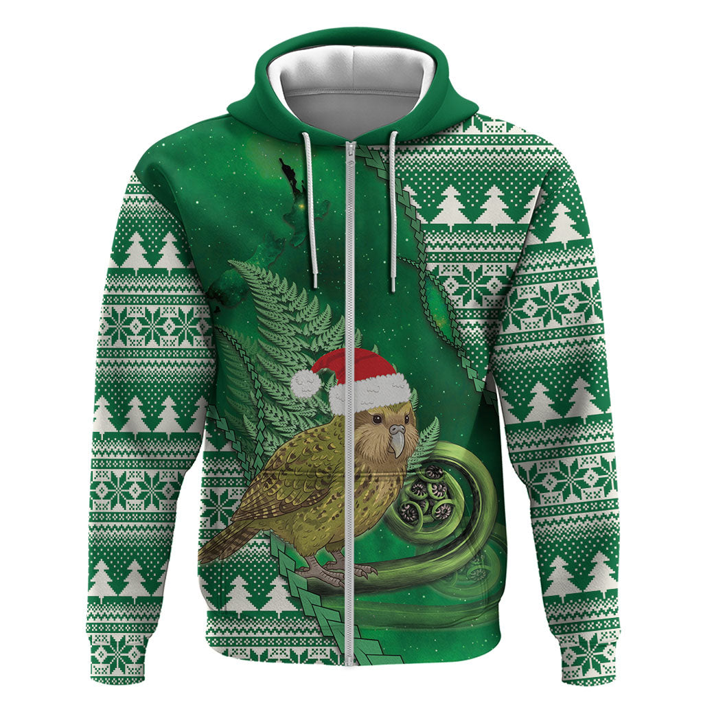 New Zealand Kakapo Christmas In July Hoodie Silver Fern Santa Xmas Green Color