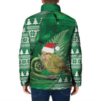 New Zealand Kakapo Christmas In July Padded Jacket Silver Fern Santa Xmas Green Color LT22 - Polynesian Pride