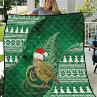 New Zealand Kakapo Christmas In July Quilt Silver Fern Santa Xmas Green Color