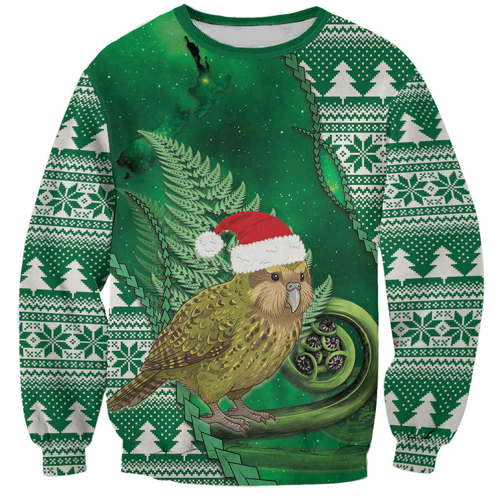 New Zealand Kakapo Christmas In July Sweatshirt Silver Fern Santa Xmas Green Color LT22 Unisex Green - Polynesian Pride