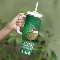 New Zealand Kakapo Christmas In July Tumbler With Handle Silver Fern Santa Xmas Green Color LT22 - Polynesian Pride