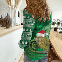 New Zealand Kakapo Christmas In July Women Casual Shirt Silver Fern Santa Xmas Green Color LT22 - Polynesian Pride