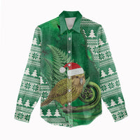 New Zealand Kakapo Christmas In July Women Casual Shirt Silver Fern Santa Xmas Green Color LT22 - Polynesian Pride