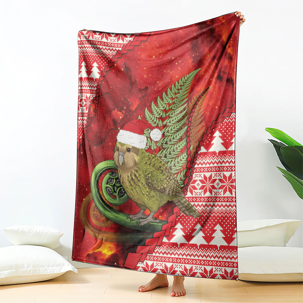 New Zealand Kakapo Christmas In July Blanket Silver Fern Santa Xmas Red Color