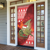 New Zealand Kakapo Christmas In July Door Cover Silver Fern Santa Xmas Red Color LT22 - Polynesian Pride