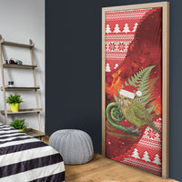 New Zealand Kakapo Christmas In July Door Cover Silver Fern Santa Xmas Red Color LT22 - Polynesian Pride