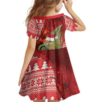 New Zealand Kakapo Christmas In July Family Matching Off Shoulder Short Dress and Hawaiian Shirt Silver Fern Santa Xmas Red Color LT22 - Polynesian Pride