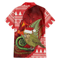 New Zealand Kakapo Christmas In July Family Matching Off Shoulder Short Dress and Hawaiian Shirt Silver Fern Santa Xmas Red Color LT22 - Polynesian Pride