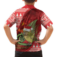 New Zealand Kakapo Christmas In July Family Matching Puletasi and Hawaiian Shirt Silver Fern Santa Xmas Red Color LT22 - Polynesian Pride