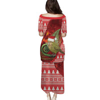 New Zealand Kakapo Christmas In July Family Matching Puletasi and Hawaiian Shirt Silver Fern Santa Xmas Red Color LT22 - Polynesian Pride