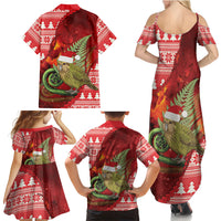 New Zealand Kakapo Christmas In July Family Matching Summer Maxi Dress and Hawaiian Shirt Silver Fern Santa Xmas Red Color LT22 - Polynesian Pride
