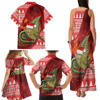 New Zealand Kakapo Christmas In July Family Matching Tank Maxi Dress and Hawaiian Shirt Silver Fern Santa Xmas Red Color LT22 - Polynesian Pride