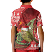 New Zealand Kakapo Christmas In July Kid Polo Shirt Silver Fern Santa Xmas Red Color LT22 - Polynesian Pride