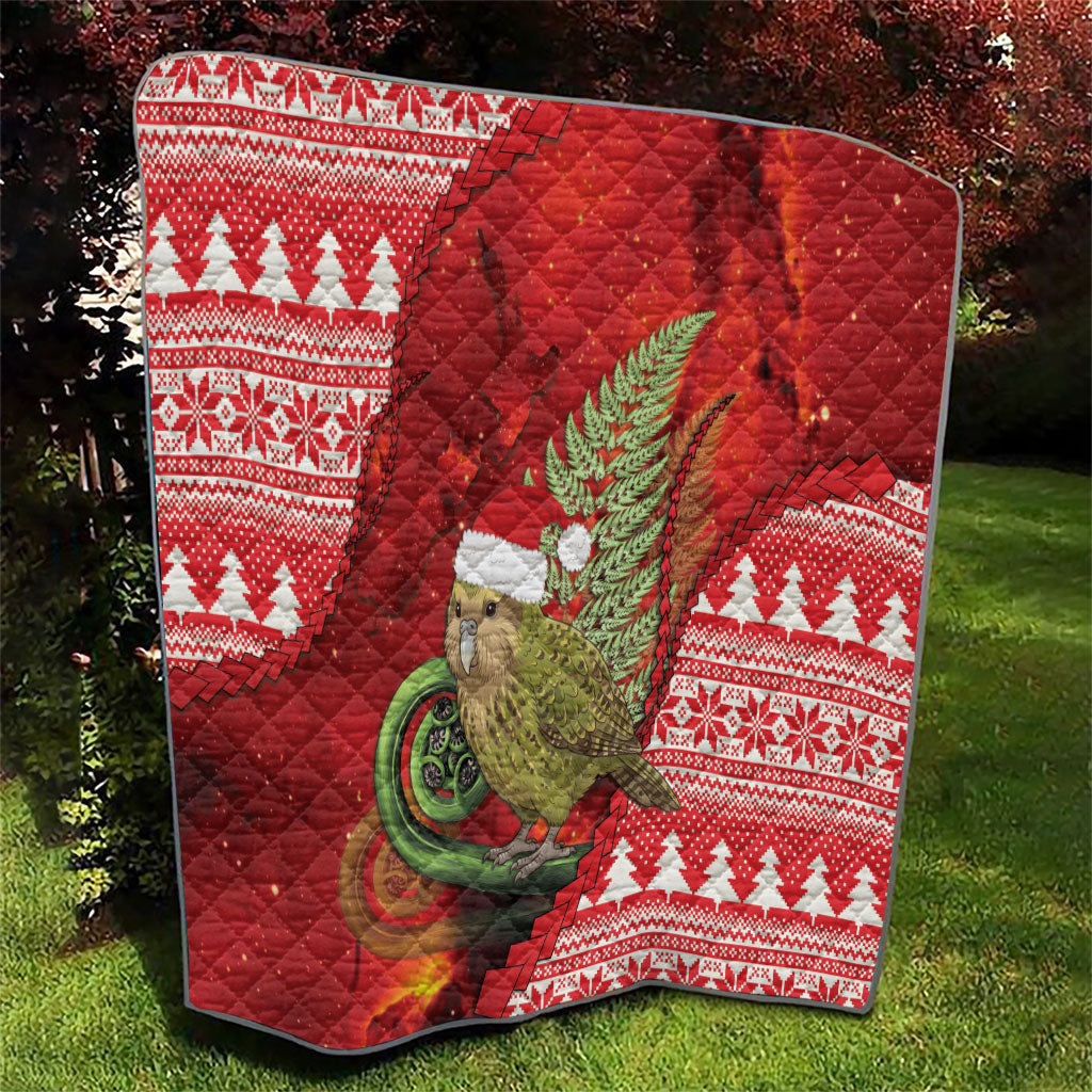 New Zealand Kakapo Christmas In July Quilt Silver Fern Santa Xmas Red Color LT22 - Polynesian Pride