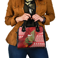 New Zealand Kakapo Christmas In July Shoulder Handbag Silver Fern Santa Xmas Red Color