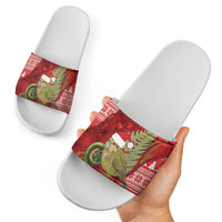 New Zealand Kakapo Christmas In July Slide Sandals Silver Fern Santa Xmas Red Color